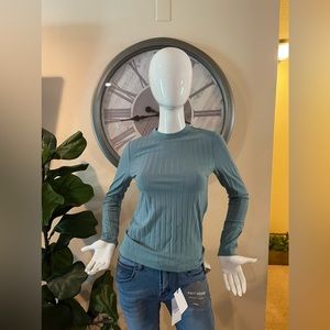 A NEW DAY  Teal Ribbed Long Sleeve T-Shirt‎ Sz XS NWT